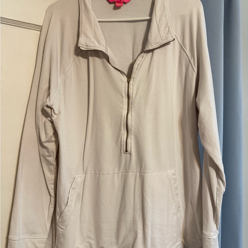 Lilly Pulitzer Cream Quarter-Zip Sweatshirt